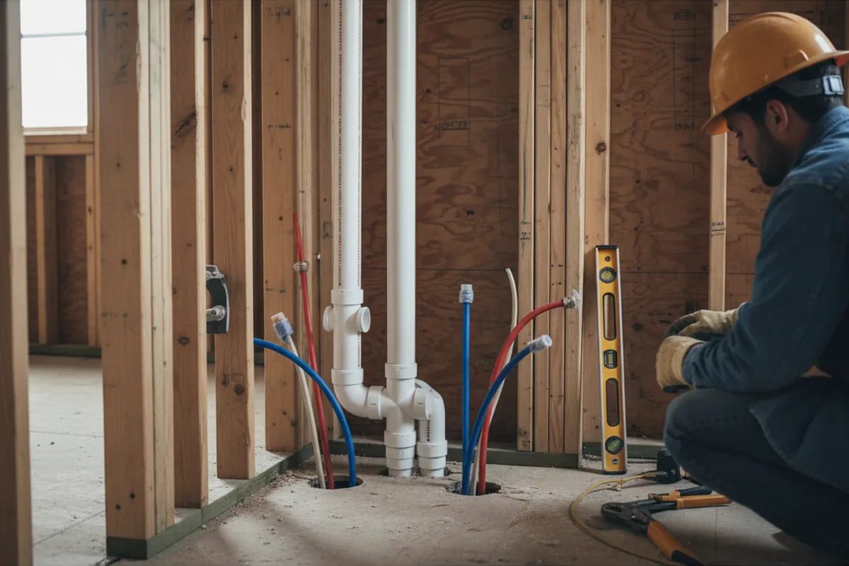 Drain and supply rough-in during Toilet Repair and Installation in Randolph